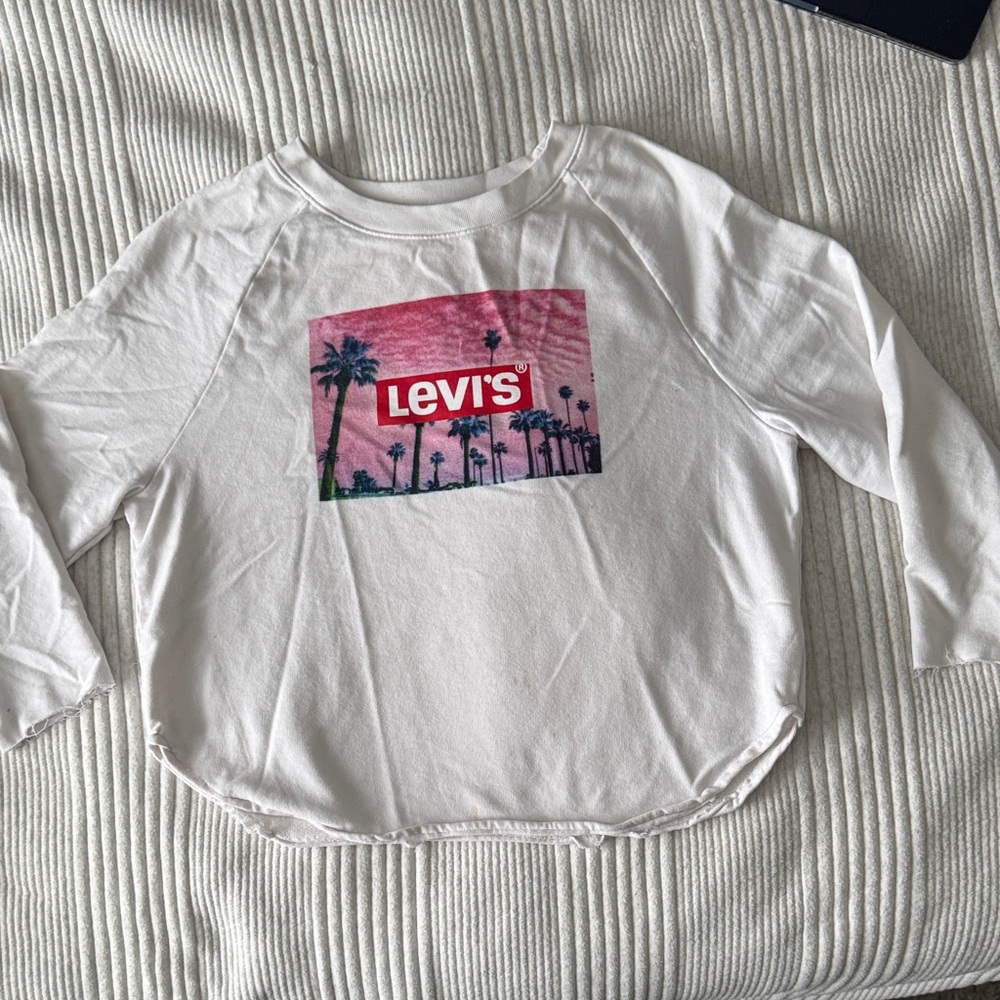 Levi's White 3/4 Sleeve Tee with Pink Graphic